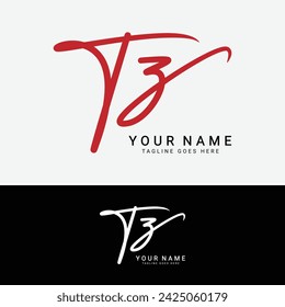 T, Z, TZ Initial letter logo. Alphabet TZ Handwritten Signature logo