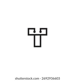 Logotipo de design de linha de ilusão de tecnologia T1