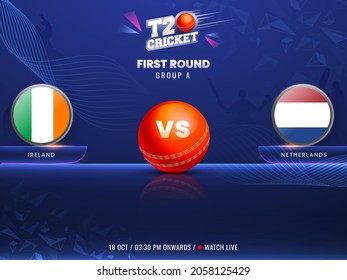 T20 Cricket First Round Group A Match Entre Irlanda Y Holanda Sobre Antecedentes Del Resumen Azul.