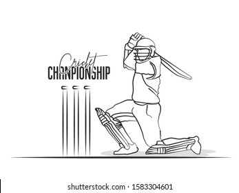 T20 Cricket header or banner design with cricket ball and wicket stumps  Cricket stadium flat line art graphic design