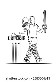 T20 Cricket header or banner design with cricket ball and wicket stumps  Cricket stadium flat line art graphic design