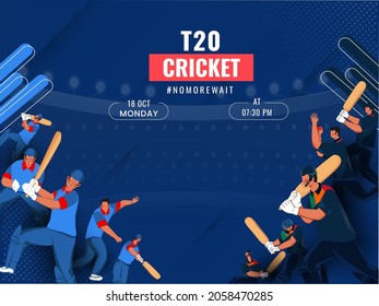 Partido De Cricket T20 Entre Namibia Y Sri Lanka Con Jugadores De Cricket Sin Caras En Blue Stadium Ver El Fondo.