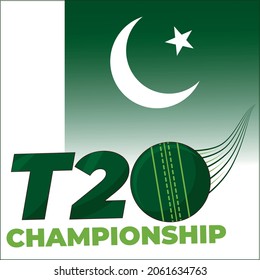 T20 Cricket Sports Championship Logo With Pakistan Flag Original Illustration - Vector EPS10 Illustration