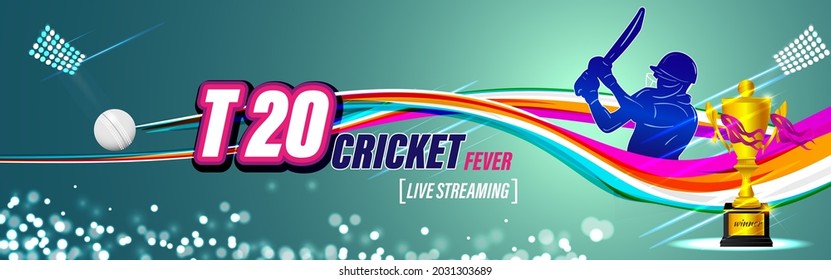 T20 Cricket Trophy, On Purple Background Vector Illustration.