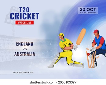 T20 Cricket Watch Live Show Of Participating Team England VS Australia With Faceless Players.