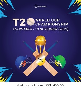 T20 Cricket World Cup championship banner design template.