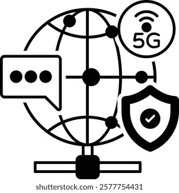 T5 Broadband Line vector icon design, Web hosting service Symbol, Computing machines Sign, Internet Application Management stock illustration, Secured 5G network connections concept