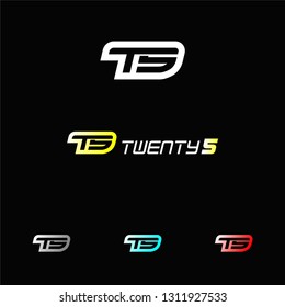 T5 logo creative letter outline colour design template, good for sport logo with strong concept