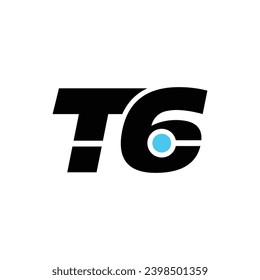 T6 brand name initial tellers monogram with technology dots. 
