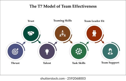 The T7 Model of team effectiveness. Infographic template with icons