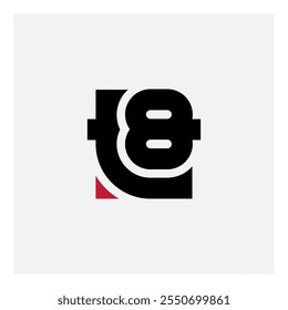 T8 - logotipo, elemento de diseño o icono. Letra T y logo número 8.