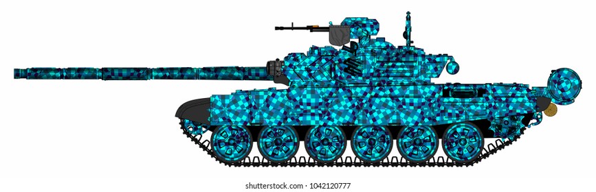 T-90 russian medium tank colored in digital ice arctic colors