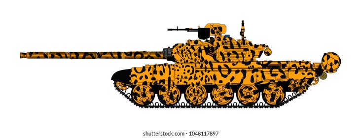 T-90 russian medium tank colored in jaguar digital camouflage