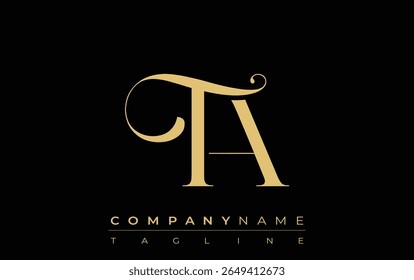 TA Abstract Creative Jewelry Logo. A stylish logo featuring golden monogram initials in an elegant and modern typography, perfect for branding