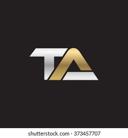 TA company linked letter logo gold silver black background