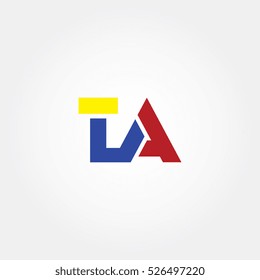 TA flat initial letter logo combining yellow, blue and red