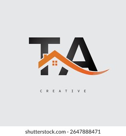 TA House Letter Logo – Creative Real Estate Monogram with Roof Shape and Home Icon for Property, Architecture and Modern Branding Identity