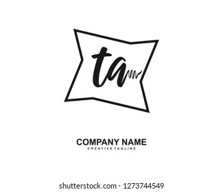 TA Initial Handwriting Logo Template Vector