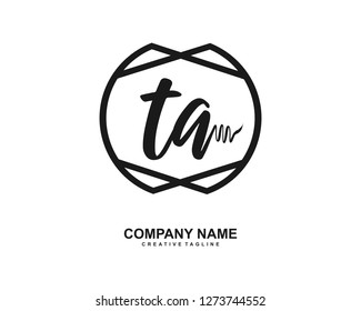 TA Initial Handwriting Logo Template Vector