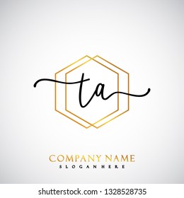 TA Initial Handwriting logo template vector