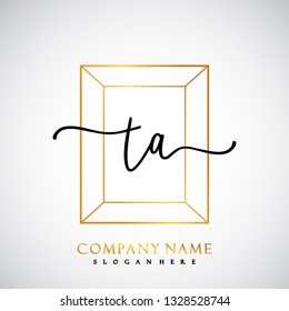 TA Initial Handwriting logo template vector