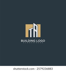 TA initial letter building logo for real estate with square design