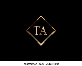 TA initial letter diamond shape golden logo