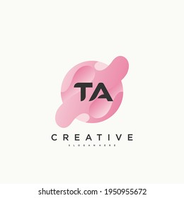 TA Initial Letter logo icon design template elements with wave colorful art.