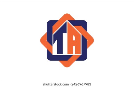 Vector de diseño del logotipo de los constructores inmobiliarios de la letra inicial de TA. construcción, vivienda, marcador casero, propiedad, edificio, apartamento, compartimento, negocio, corporativo, alquiler de casa, alquiler, comercial