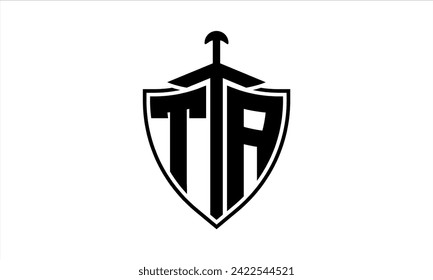 TA initial letter shield icon gaming logo design vector. batman, sports logo, monogram, shield, war game, symbol, playing logo, abstract, fighting, typography, icon, minimal, premier league, club logo