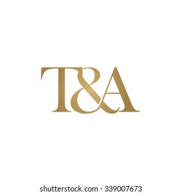 T&A Initial logo. Ampersand monogram golden logo