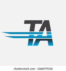TA initial logo company name colored black and blue, Simple and Modern Logo Design.