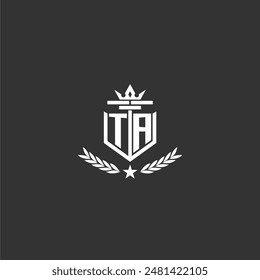 TA initial monogram brand logo design for crown vector image