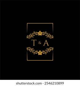 TA initial monogram decoration for wedding logo with creative square line