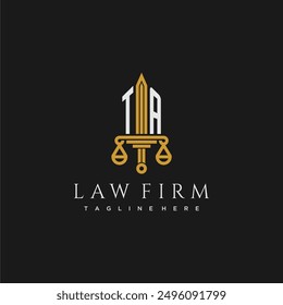 TA initial monogram for lawfirm logo with sword and scale