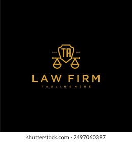 TA initial monogram for lawfirm logo with scales and shield luxury image