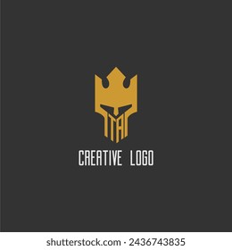 TA initial monogram logo for gaming with creative king spartan image design