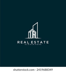 TA initial monogram logo real estate with building style design vector