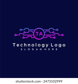 TA initial monogram for technology logo with circle style design