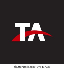 TA initial overlapping swoosh letter logo white red black background