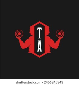 TA initials fitness sport gym logo design vector