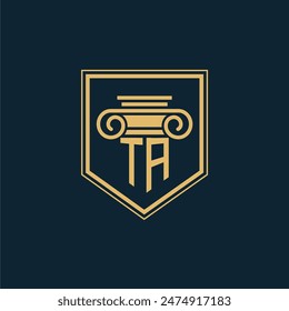 TA Initials Law Firm Logo Lawyer logo with creative law element