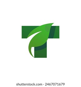 TA, AT leaf letter logo Vector icon design template 19