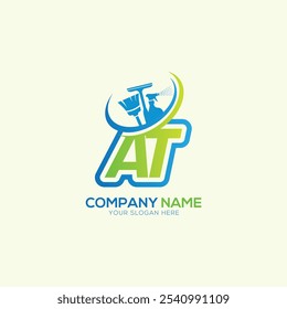 AT or TA Letter Local Cleaning vector logo. Cleaning service logo vector