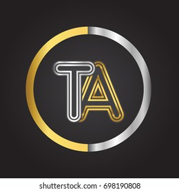 TA Letter logo in a circle. gold and silver colored. Vector design template elements for your business or company identity.