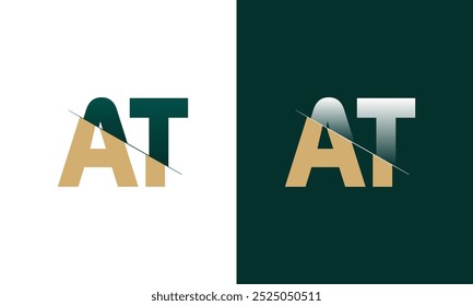 AT or TA Letter Logo Design with a Creative Cut Creative logo design
