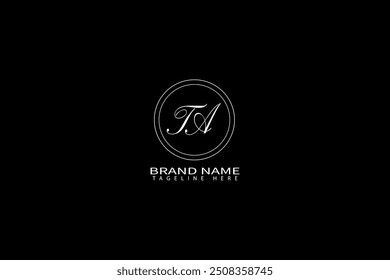 Projeto do logotipo da letra TA no fundo preto. Conceito de logotipo de letra de iniciais criativas TA. Design exclusivo de TA.