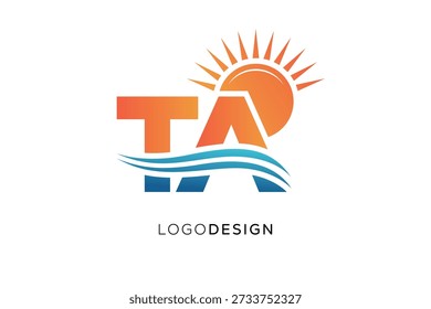 TA Letter Logo Monogram Sun Wave Modern Branding Design