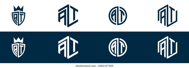 AT TA letter logo set design