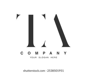 TA logo design. Initial letter t and a serif font style. Creative classic company name typography. Trendy logotype or identity. Vector illustration.